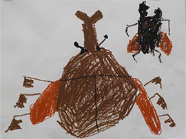 子どもたちが描いたカブトムシ