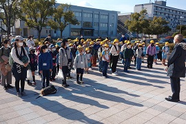 両校がそろって対面セレモニー！<br>野田敦敬学長からごあいさつ。
