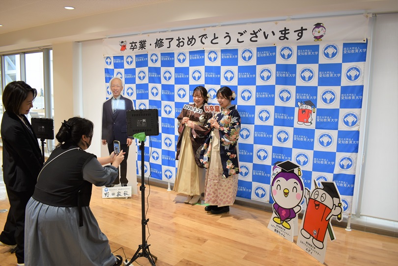 学内に設置した記念撮影スポットの様子