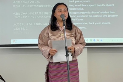 留学生代表のあいさつ