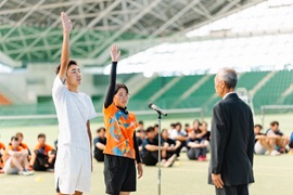 本学ソフトテニス部員による選手宣誓