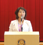 刈谷ロータリークラブで講演する後藤学長