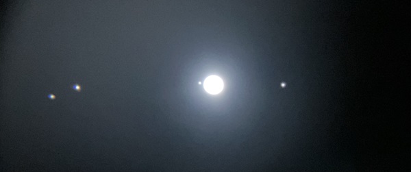 60cm反射望遠鏡でスマホ撮影した「木星」と4つの「ガリレオ衛星」