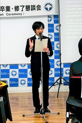 卒業・修了生代表　何 広秀（カ コウシュウ）さん